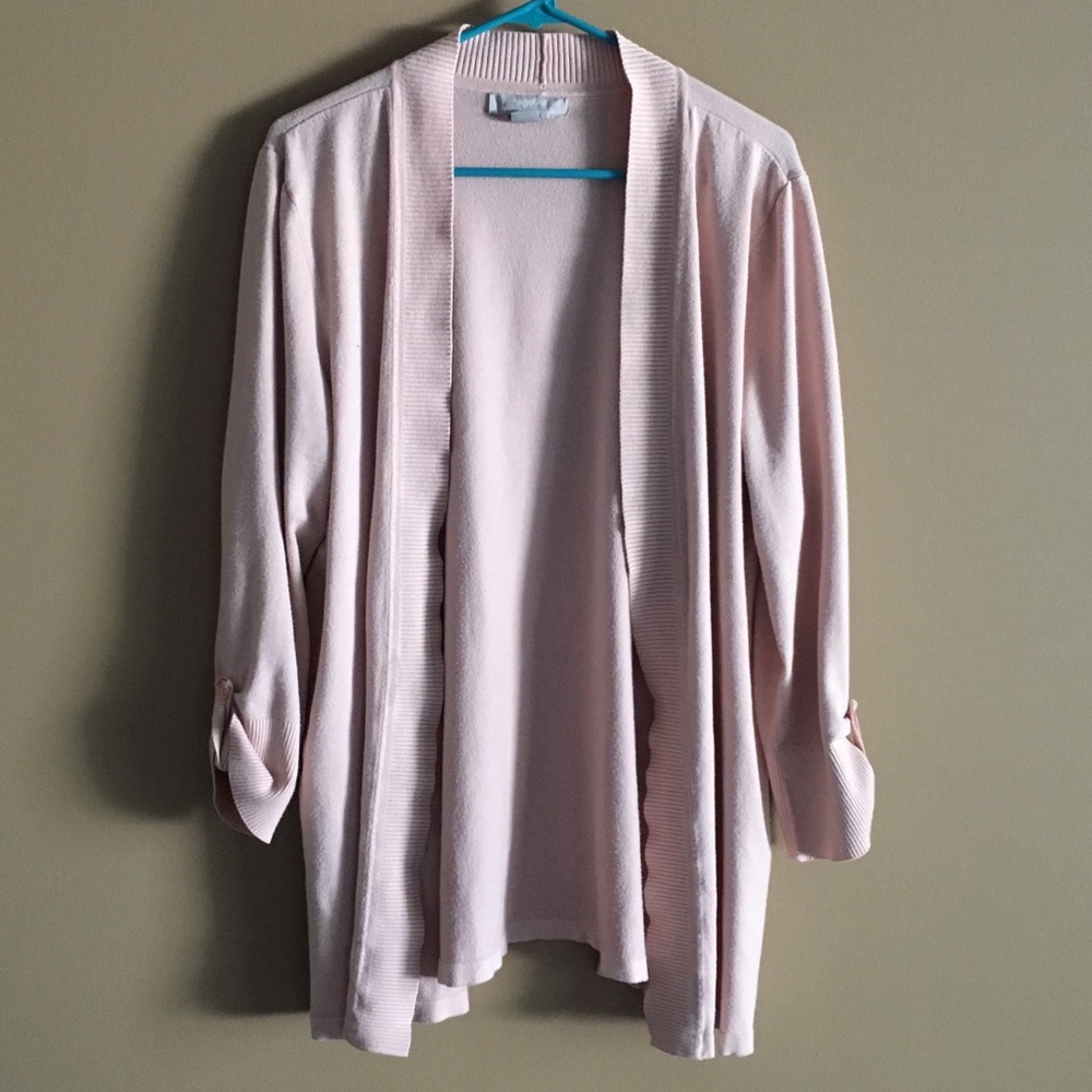 Laura Ashley Plus Size Baby Pink Cardigan
